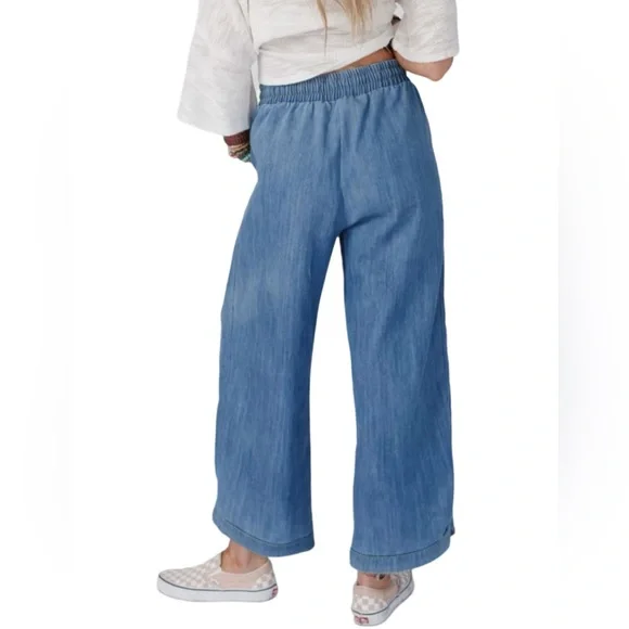New Three Birds Nest Wide Leg Chambray Pants - Picture 4 of 8